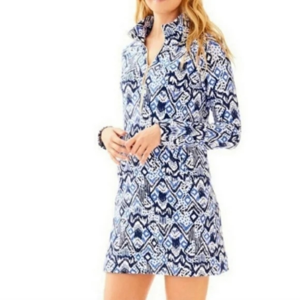 Lilly Pulitzer Printed Popover Skipper Dress Size XSmall Oh My Cod Pockets